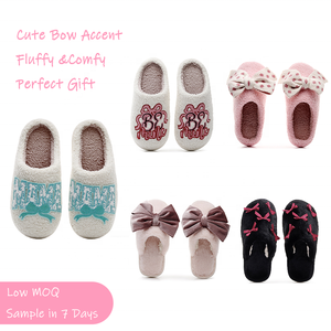 Cute Fluffy Non-slip Soft Fuzzy Plush Winter Warm Cozy White <strong>Bow</strong> Women for Valentine's Day <strong>Gift</strong> - Product Image 1