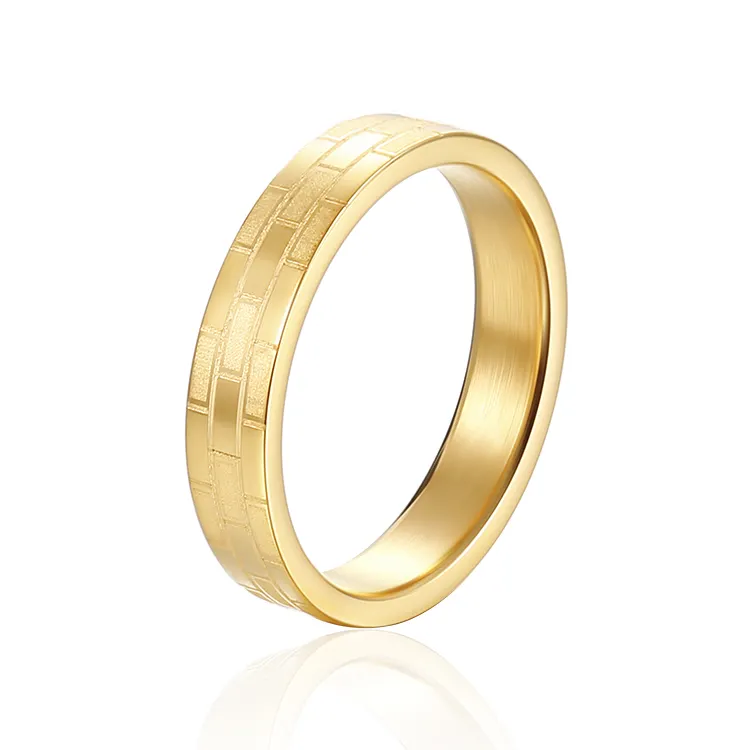 Gioielli moda donna minimalista rettangolare anello a traliccio Anillo acciaio inossidabile unico oro anello Designer