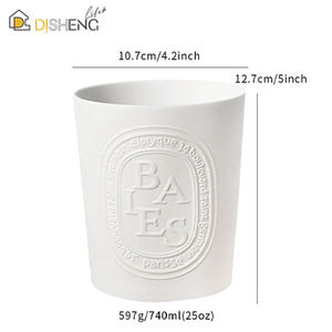 <span class=keywords><strong>Bougeoir</strong></span> en céramique personnalisé <span class=keywords><strong>Bougeoir</strong></span> en <span class=keywords><strong>porcelaine</strong></span> avec logo en relief Pots à bougie pour la décoration intérieure Navires à bougie - Product Image 2