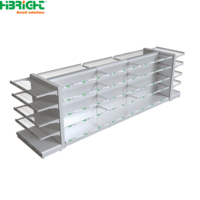 Étagère de présentation robuste en métal et bois pour supermarché, avec étagères en fil métallique antidérapantes, autoportante, installation rapide, finition époxy