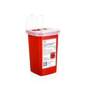 Contenedor de objetos punzocortantes desechable Gongdong de PP de 1 cuarto de galón, rojo, para residuos médicos, con tapa abatible y compartimentada, con 510k - Product Image 2