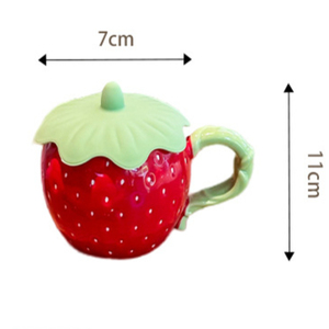 Caneca de Cerâmica Criativa Moderna em Forma de Morango 3D com Tampa |   Caneca de Café com Design de Frutas Fofas para Casa e Presentes para Meninas - Product Image 6