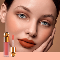 2 in 1 Gold Cap Bottle Lip Eye Cheek Tint Vegan Liquid Lipstick Private Label Velvet Soft Cream Blusher Makeup Liquid Blush