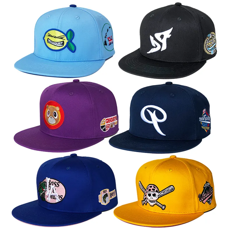 Casquette de Baseball 3D à 6 panneaux, Logo brodé à bord plat, Sports de plein air, nouvelle mode, Snapback, chapeaux pour hommes