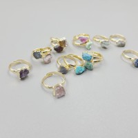 À la mode Anillos para mujeres bague de mariage en cristal naturel réglable pierre précieuse brute grenat rubis bague de naissance