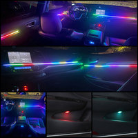 Lumière ambiante de voiture, 2 zones de couleur, commande vocale et contrôle par application, lampe d'ambiance intérieure de voiture, lumière LED de couleur symphonique