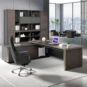 Muebles de oficina modernos de madera de lujo en forma de L, escritorio ejecutivo de elevación de Gerente de melamina para escritorio de Gerente Ejecutivo Boss - Product Image 3