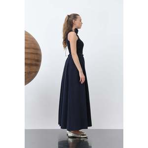 <b>Women's</b> Denim <b>Skirt</b> with Gathered Waist and Belt Detail - 20649ETK - <b>NAVY</b> - Product Image 3