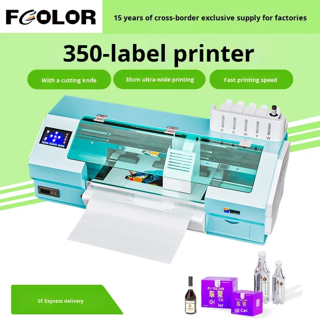 FCOLOR High Speed Digital Sticker logo A3+ Label Printer Machine CMYK LC LM Printing Machine for Water Bottle Label Printing