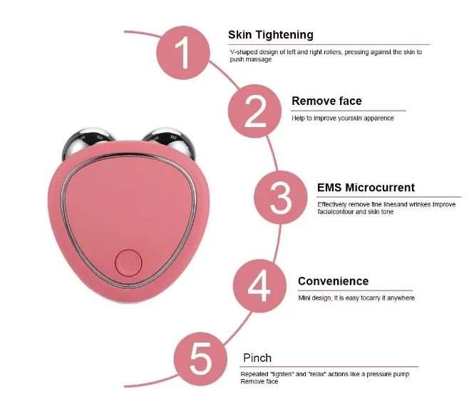 EMS Facial Massager Microcurrent Face Lift Machine Roller Skin Tightening Rejuvenation Beauty Charging Facial Wrinkle Remover