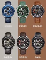 Montres pour hommes Naviforce 9197L 9197S en cuir et acier, décontractées, mode, étanches, affichage numérique LCD, calendrier, montre-bracelet
