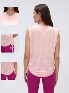 Débardeur de yoga <span class=keywords><strong>sans</strong></span> manches personnalisé avec logo pour <span class=keywords><strong>femme</strong></span>, en fil slub léger, coupe ample, idéal pour la course et le fitness en été - Product Image 2