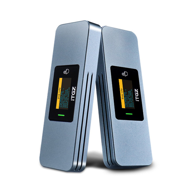 M.2 Hard Disk Box with Screen Display and Intelligent Visualization of Hard Disk Information RTL9210 NVME Aluminum Alloy Shell