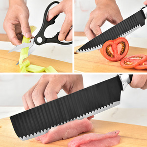 Muestra gratis 6 uds. Juego de cuchillos de Chef recubiertos de cerámica de acero inoxidable Santoku Messer japonés alemán cuchillo de cocina de acero en estuche - Product Image 2