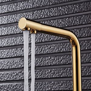 In ottone Deck Mounted <span class=keywords><strong>Oro</strong></span> 3 Vie Kitchen Sink Faucet Mixer Dual Maniglia Dorata Sano Bere Cucina Rubinetti Acqua GF1501 - Product Image 4