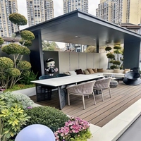 Pergola motorisée en alliage d'aluminium avec revêtement en poudre, imperméable, avec toit automatique pour usage extérieur, design naturel écologique