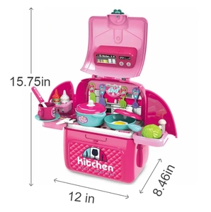 <span class=keywords><strong>Coffret</strong></span> de cuisine portable 2-en-1 en plastique pour enfants, jouet de cuisine Little <span class=keywords><strong>Chef</strong></span>, vente chaude - Product Image 6