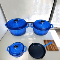 Juego de Utensilios de Cocina de Hierro Fundido Antiadherente de Alta Calidad, Estilo Moderno, Olla Holandesa de 7 Piezas, Juego de Utensilios de Cocina de Hierro Fundido Esmaltado