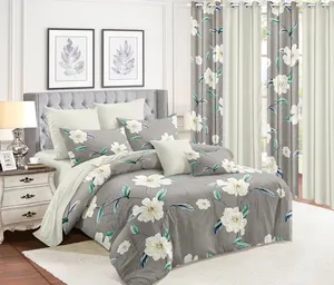 Printed Microfiber Bedding Set Comforter Set With Matching Curtains Cheap Price Room Set