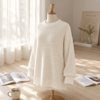 Cardigan long pour femme avec logo et tissu personnalisés Winday, pull à col rond pour femme, pull à manches longues, coton anti-rétrécissement