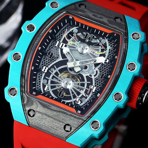 Premium Carbon Fiber Case Skeleton Movement Water Resistant Stylish and Luxurious Tourbillon Men's Mechanical <b>Watch</b> - Product Image 2