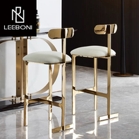 Tabourets de bar modernes de luxe à hauteur de comptoir pour la cuisine, pieds en métal doré, tabouret haut pour salle à manger, mariage, chaise en cuir/tissu