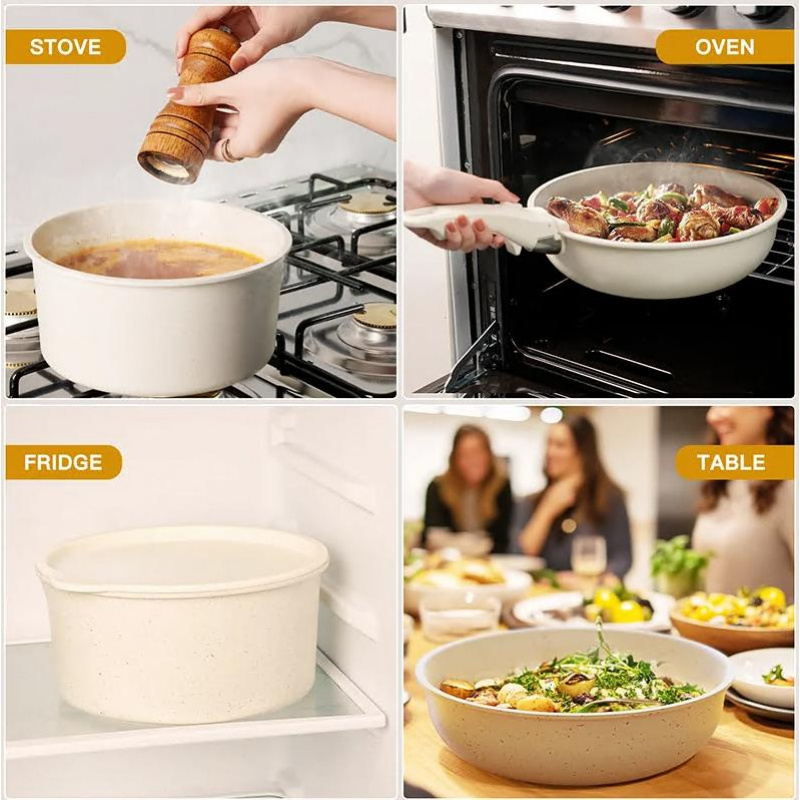 17-Piece High Quality Non-Stick Multi-Purpose Aluminum Alloy Cookware Set Induction Bottom Pot Cover Detachable Handle Frying · image 5