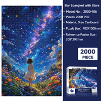 2000 pièces Puzzle Fille Ciel Étoilé Fantastique, Impression Heidelberg, Découpe, Finition Mate, Dos en Carton Gris 2mm, Marquage Alphabétique, BulkOEM Crafts