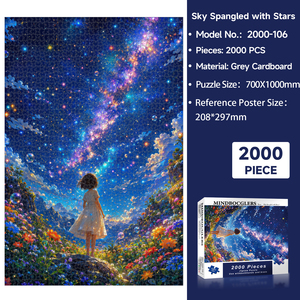2000 Piezas Rompecabezas de Niña con Cielo Estrellado de Fantasía, Impresión Heidelberg, Troquelado, Acabado Mate, Base de Cartón Gris de 2mm, Marcado Alfabético, OEM a Granel para Manualidades - Product Image 6