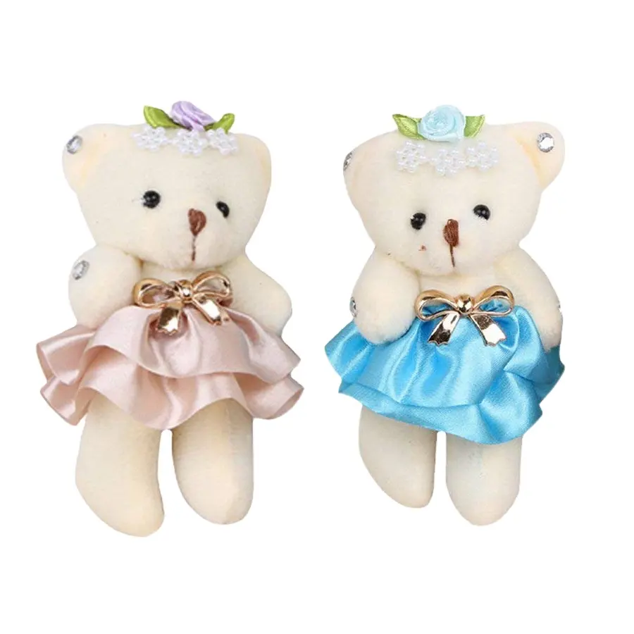 D512-oso de peluche con falda y diamantes para niños, muñeco de felpa con forma de oso, ideal para bodas