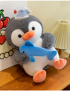 Peluche pingouin mignon personnalisée, adorable peluche pingouin requin à câliner, jouet en peluche animal enrobé, cadeau de vacances pour enfants - Product Image 4