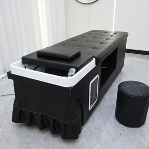 Çok Fonksiyonlu Modern Yatarlı Güzellik Salonu Mobilyası Yatak Başlığı Hidroterapi Şampuan Lavabosu Baş Masajı Suni Deri Ahşap - Product Image 2