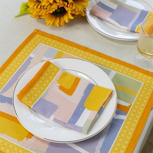 Serviettes de table en coton 100% à motif personnalisé, ourlées, pour hôtel, banquet, événement - Product Image 1