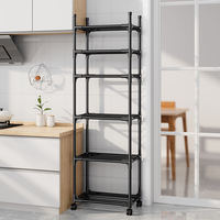 Étagère mobile en métal à 6 niveaux Cedar Space, chariot de rangement sur roulettes pour four à micro-ondes et accessoires de cuisine