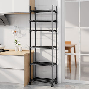 Étagère mobile en métal à 6 niveaux Cedar Space, chariot de rangement sur roulettes pour <span class=keywords><strong>four</strong></span> à <span class=keywords><strong>micro</strong></span>-ondes et accessoires de cuisine - Product Image 3