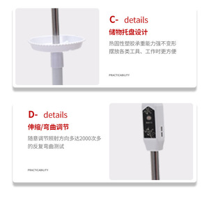 Lámpara <span class=keywords><strong>de</strong></span> Pie con Luz LED Fría para Salón <span class=keywords><strong>de</strong></span> Belleza, con Ruedas, Regulable, con Lupa, para Uñas y Belleza - Product Image 3