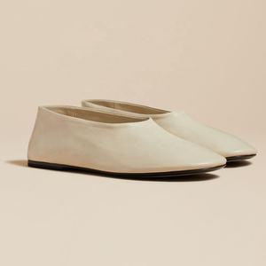 Ballerina classica bianca nera con un alto Vamp pantofole di lusso per le donne in vera pelle <span class=keywords><strong>ballerine</strong></span> di copertura scarpe per le signore - Product Image 5