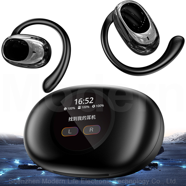 YX39 Full Color Touch Screen Earbuds OWS Open Air Conduction Adjustable Ear Hook Design Sports Earphones with Noise Cancelling