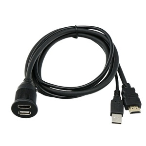 Car Dual Port <b>USB</b> And <b>HDMI</b> Extension Cable For Dashboard Modification Waterproof High Definition - Product Image 1