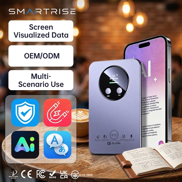 Magnet Dictaphone Digital AI Voice Recorder ChatGPT Dual Storage Encryption Cloud Backup Transcription Summary Confidential Use