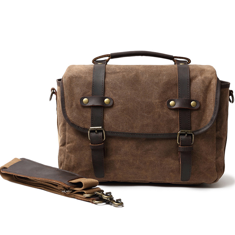 Винтажная качественная сумка унисекс для видеокамеры из вощеной кожи, Холщовая Сумка для dslr камеры, сумка через плечо для камеры dslr