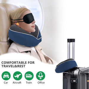 Oreiller de voyage confortable en mousse à mémoire de forme, soutien cervical ergonomique, avec sac de rangement, masque pour les yeux et bouchons d'oreilles - Product Image 6