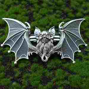 Gothic Bat Hair Clip <b>Braiding</b> Gothic Retro Style Dressing Texture Hair <b>Accessories</b> Gothic Witchy Halloween Big Bat Wing Barrette - Product Image 2