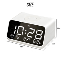 OEM Moderne Draadloze Oplaadbare Digitale LED Bureauklok Radio Temperatuur/Vochtigheidsweergave Dubbele Alarmfunctie Snooze voor Kantoor Slaapkamer Studentengebruik