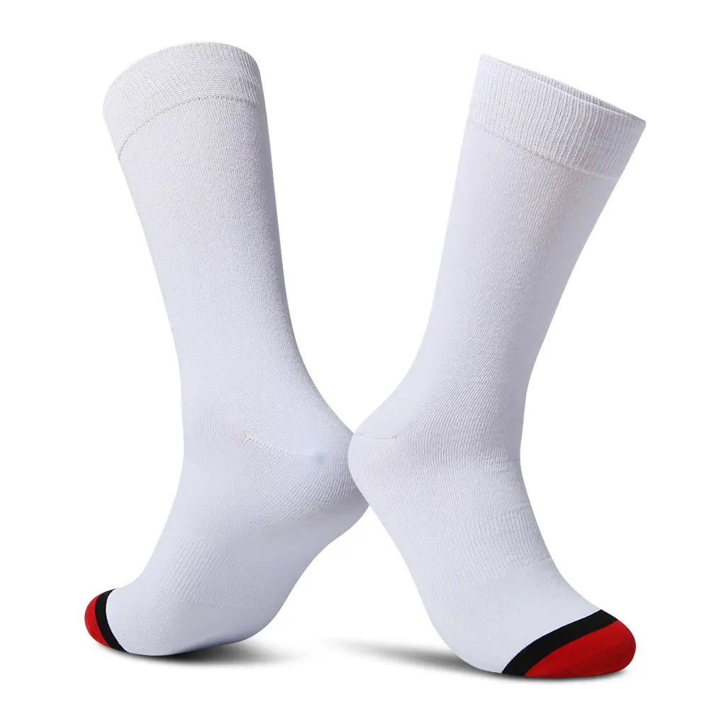 Custom Logo Sublimation White Socks Polyester Crew Men Unisex Different Sizes Printed Blank Socks For Sublimation
