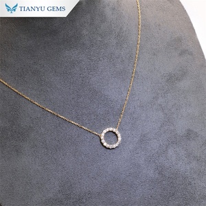 Tianyu Gems Round DEF VVS1 Moissanite Diamonds 2,0mm 14K Oro amarillo con collar de cadena de 45cm para mujer - Product Image 5