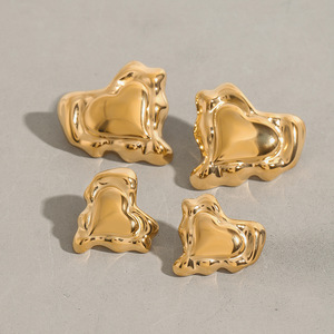 <b>Stud</b> <b>Earrings</b> Heart Shape 18k Gold Plated Stainless Steel Fashion Jewelry For Women - Product Image 4
