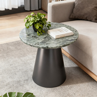 Mesa Auxiliar Redonda de Mármol Verde para Sala de Estar, Moderna y Creativa, Económica