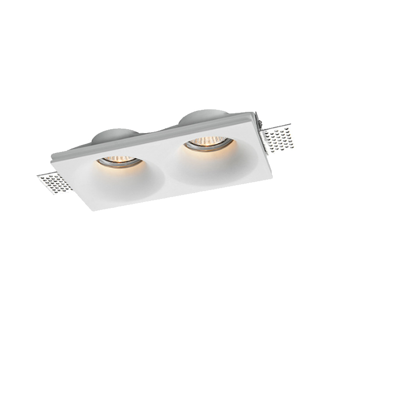 AC220V square Gu10 Base Gypsum 2 Heads Downlight Ceiling Lamp