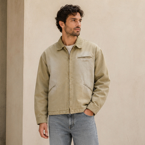 Giacca in tela duck personalizzata OEM, giacca da lavoro vintage casual da uomo con logo personalizzato, prodotta su misura - Product Image 1
